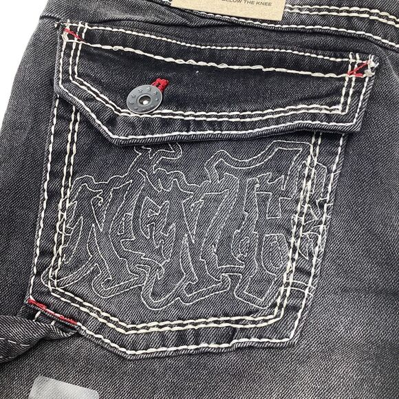 Ninth Hall‎ Mens Signal Stacked Flare Distressed Jeans Black Size 34 x 35 NWT - Picture 4 of 11
